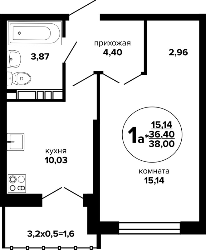 Планировка квартиры 1-комнатная